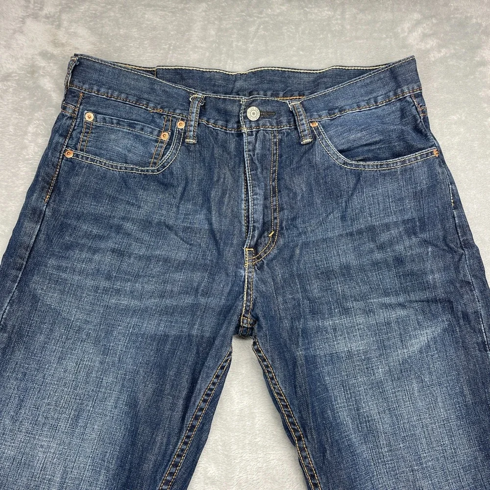 Levi's Jeans Mens 34x32 Blue Denim 527 Whiskered Faded Low Rise Slim Bootcut Leg